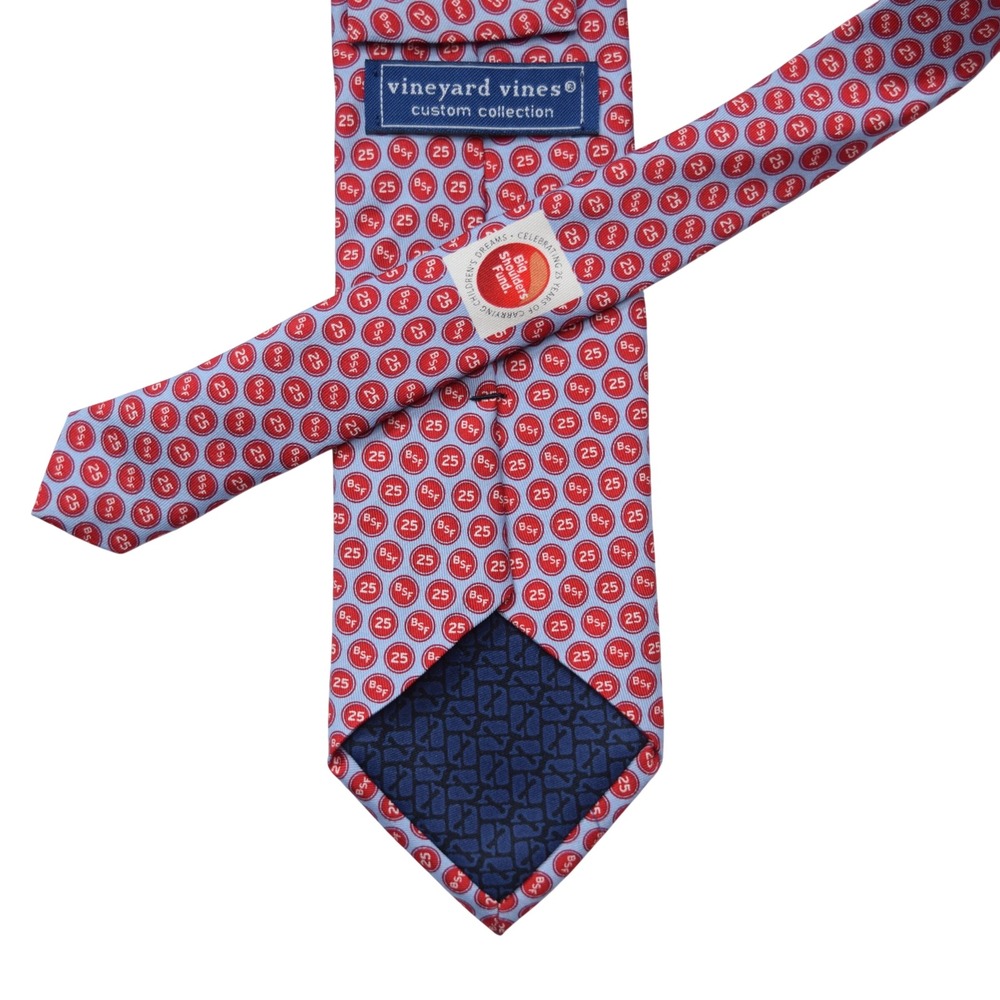 Vineyard Vines Big Shoulders Fund 25th Anniversary Silk Tie Blue Red BSF Logo - Picture 5 of 9